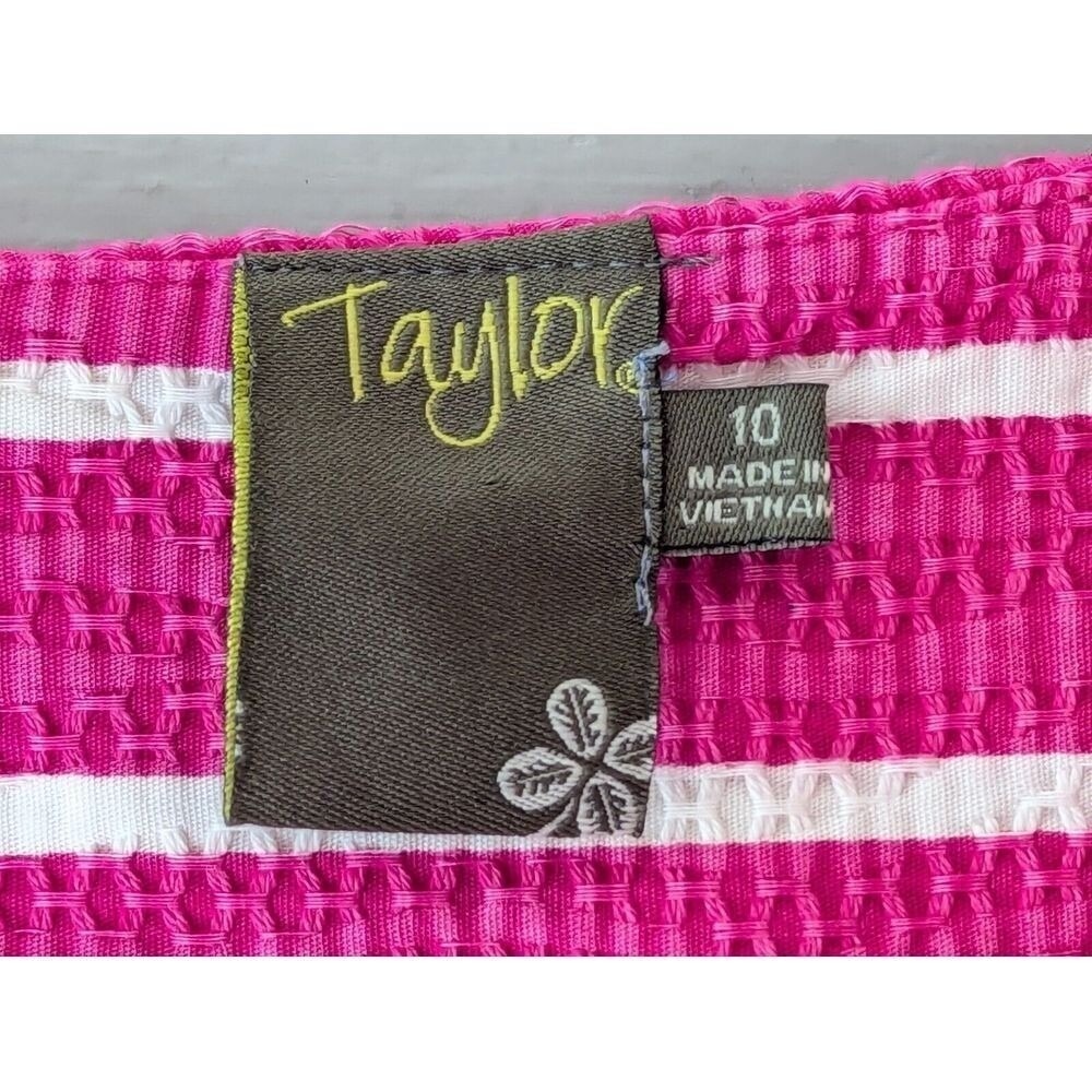 Taylor Dress Womens Size 10 Fit & Flare Pleated Pink Wht Striped Coastal Cool - Picture 3 of 16
